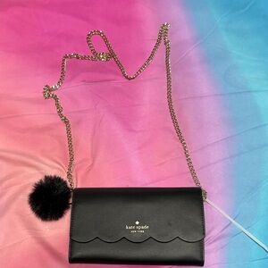 Kate Spade Black Crossbody Bag with Gold Chain